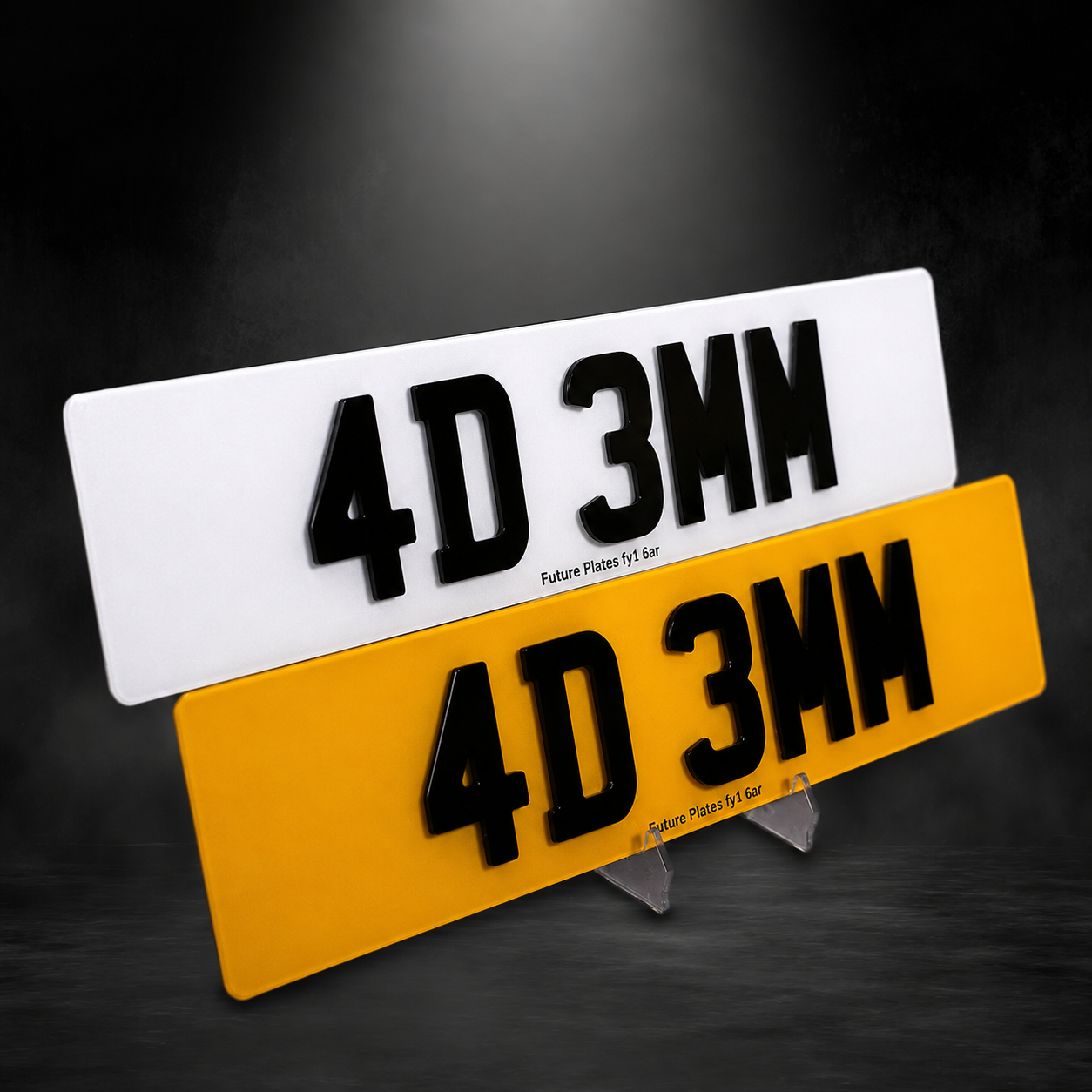 4D Acrylic 3mm number plates, front and rear pair
