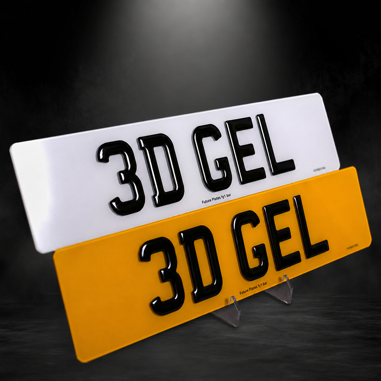 3D Gel number plates, front and rear pair