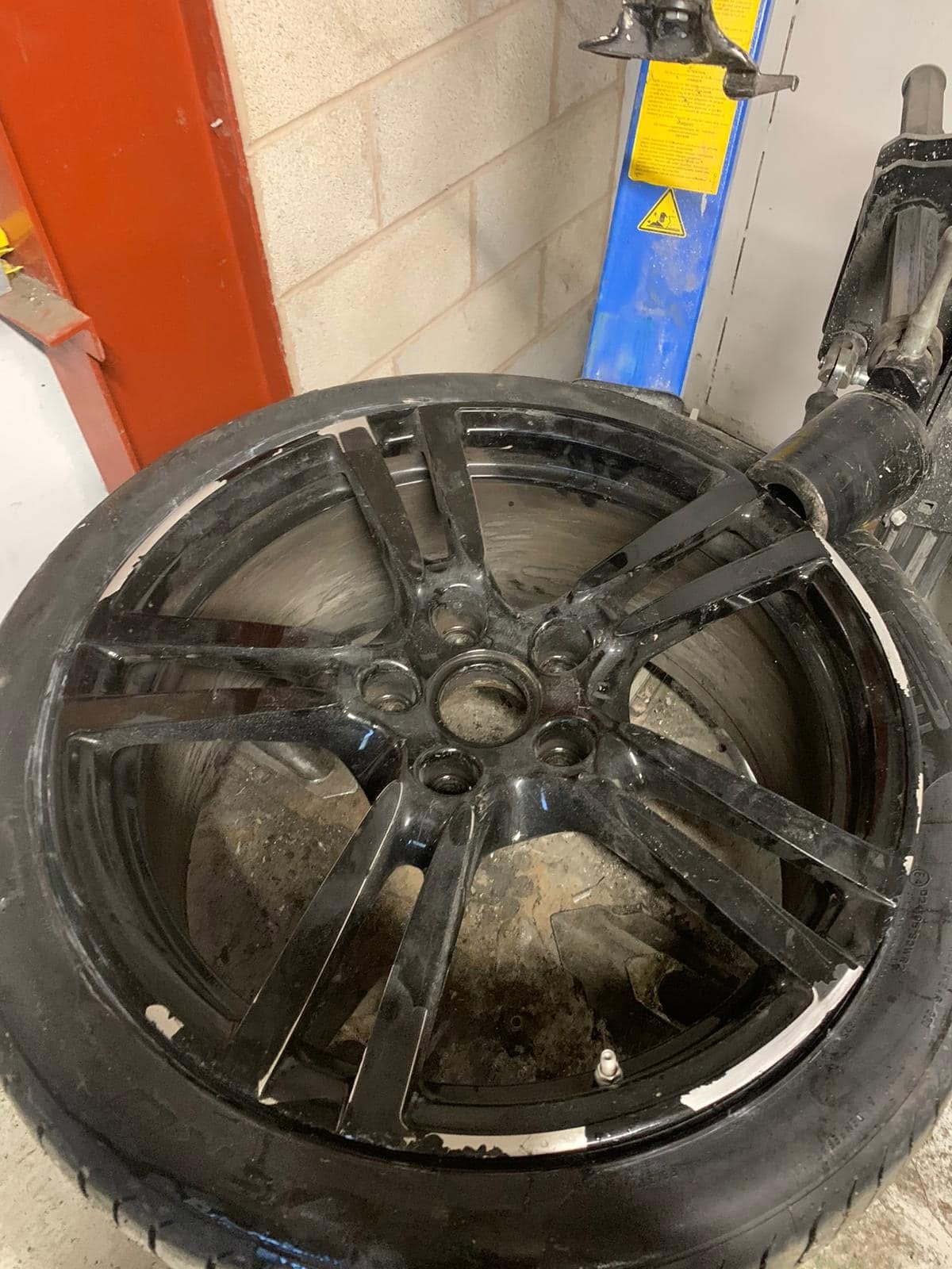 Porsche alloy wheel before refinishing